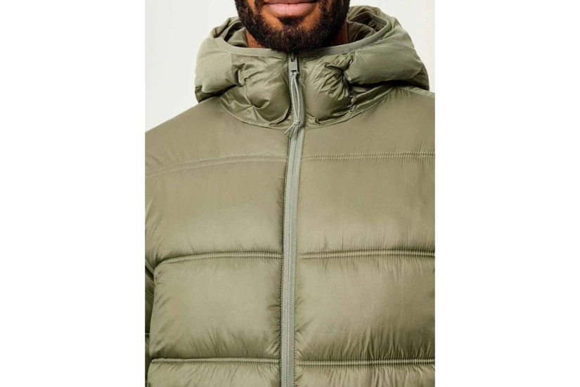 Tommy Jeans Tonal Logo Ανδρικό Puffer Μπουφάν με Κουκούλα Χακί