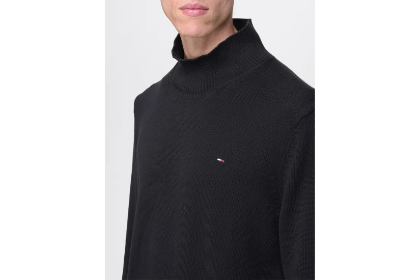 Tommy Jeans Classic Slim Mock Neck Ανδρικό Πουλόβερ Μαύρο