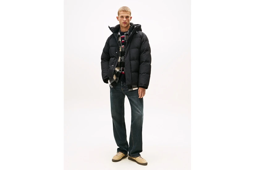 Tommy Jeans Hooded Down Ανδρικό Μπουφάν Puffer με Κουκούλα Μαύρο
