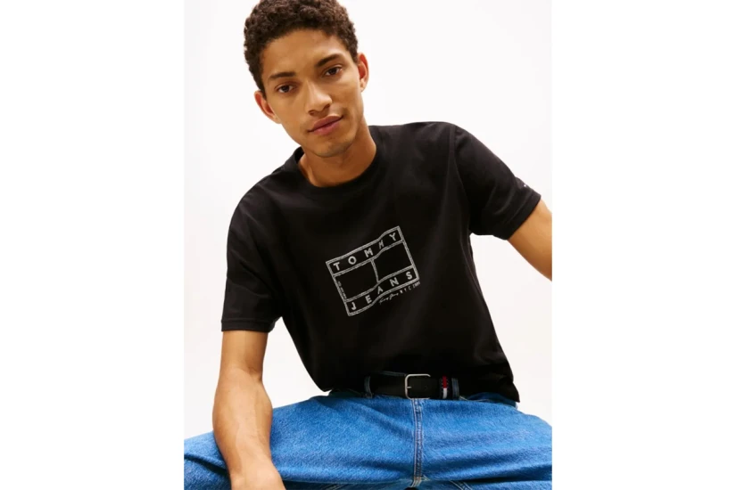 Tommy Jeans Logo Stamp Ανδρικό Κοντομάνικο T-Shirt Μαύρο