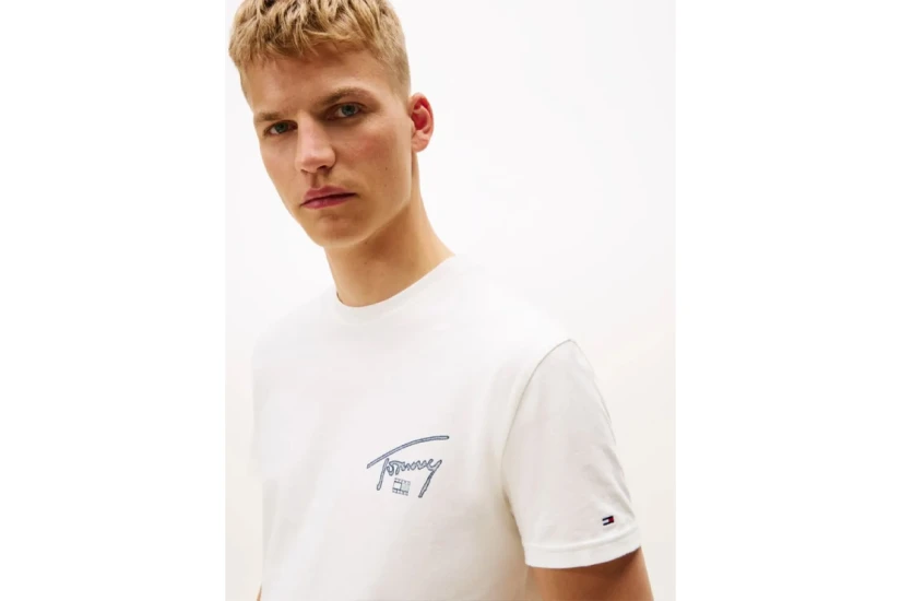 Tommy Jeans Signature Back Logo Ανδρικό Κοντομάνικο T-Shirt Εκρού