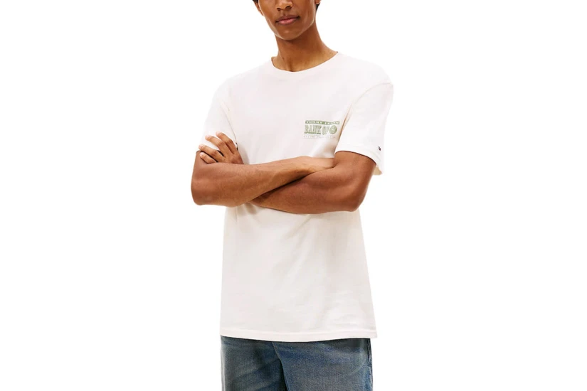 Tommy Jeans Bills Backprint Ανδρικό Κοντομάνικο T-Shirt Εκρού