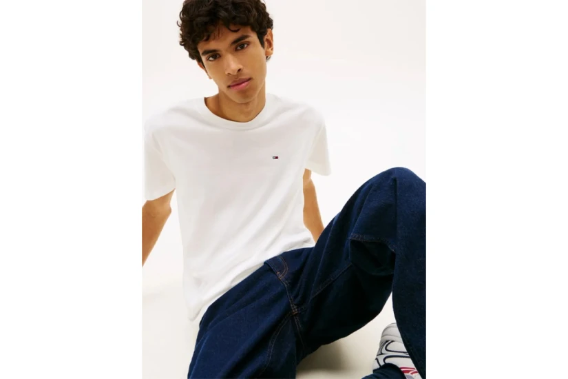 Tommy Jeans Small Flag Ανδρικό Κοντομάνικο T-Shirt Λευκό