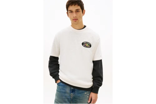 Tommy Jeans Graphic Logo Relaxed Textured Jersey T-Shirt Ανδρικό (DM0DM22512 YBH)