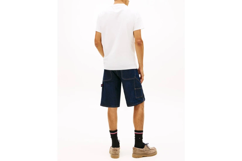 Tommy Jeans Signature Logo Slim Jersey Ανδρικό Κοντομάνικο T-Shirt Λευκό