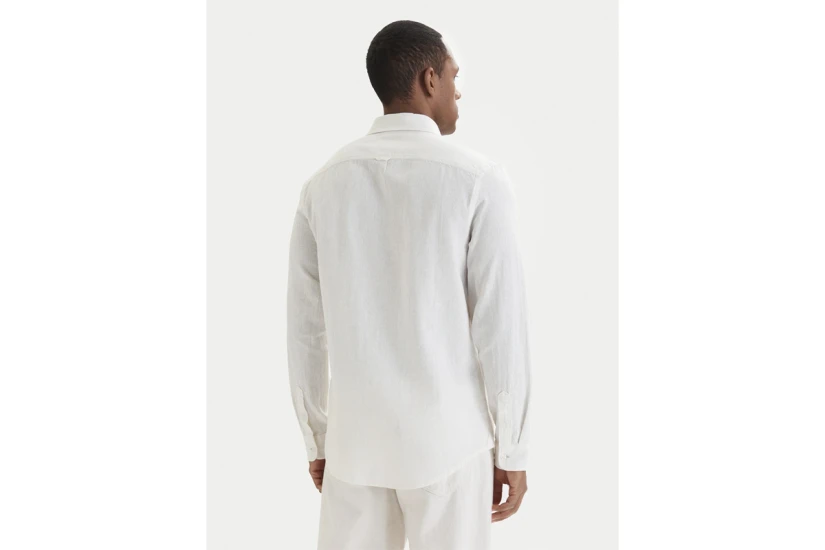 Tommy Jeans Linen Blend Ανδρικό Μακρυμάνικο Πουκάμισο Εκρού