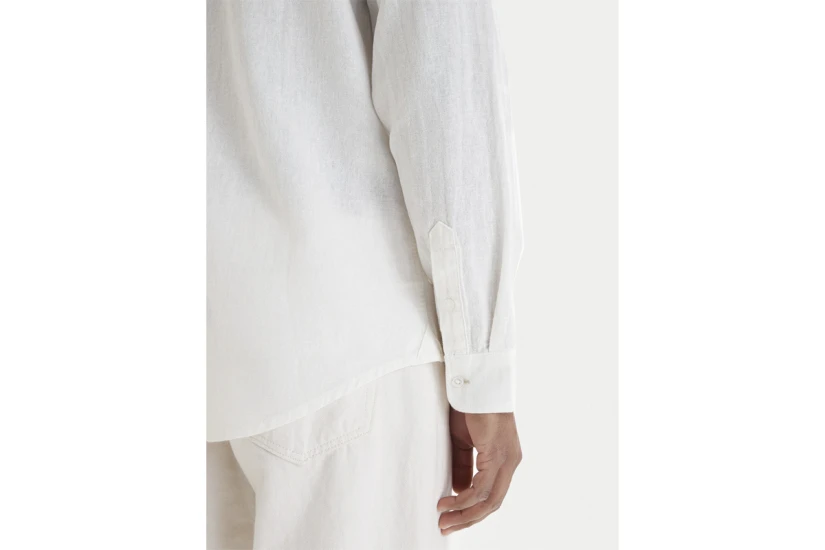 Tommy Jeans Linen Blend Ανδρικό Μακρυμάνικο Πουκάμισο Εκρού
