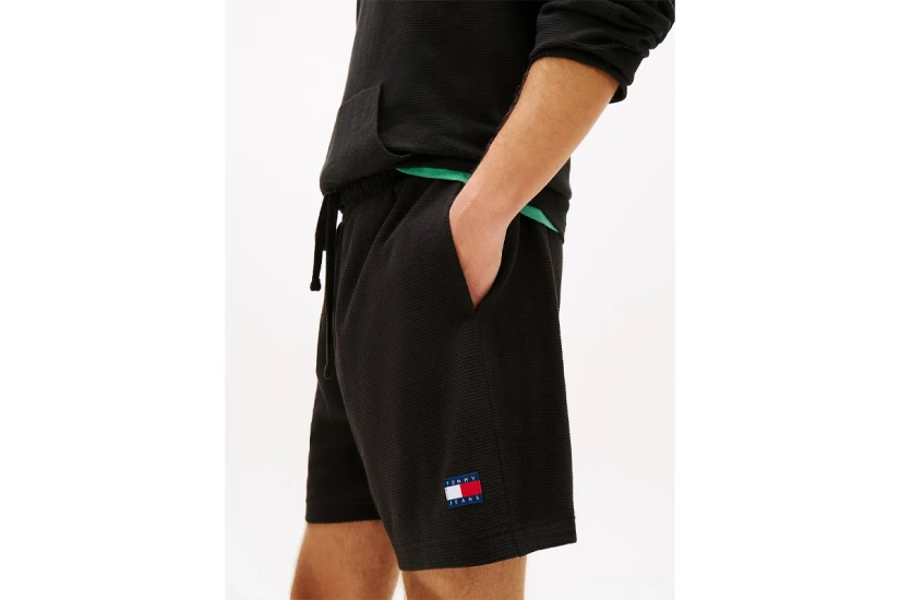 Tommy Jeans Logo Waffle Knit Sweat Ανδρικό Αθλητικό Σορτς Μαύρο