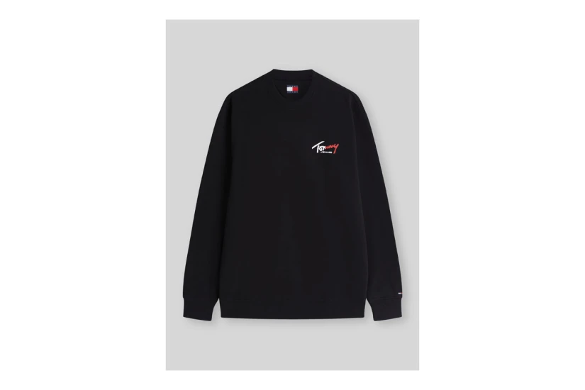 Tommy Jeans Entry Sign Ανδρική Μακρυμάνικη Μπλούζα με Λαιμόκοψη Μαύρη