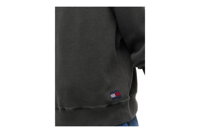 Tommy Jeans Waffle Knit Relaxed Ανδρική Μακρυμάνικη Πλεκτή Μπλούζα Ανθρακί