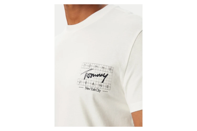 Tommy Jeans Signature Logo Peached Jersey Ανδρικό Κοντομάνικο T-Shirt Λευκό