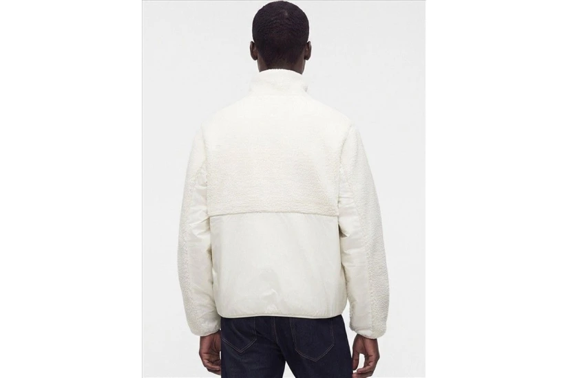 Tommy Jeans Teddy Contrast Texture Relaxed Ανδρικό Μπουφάν Sherpa Εκρού