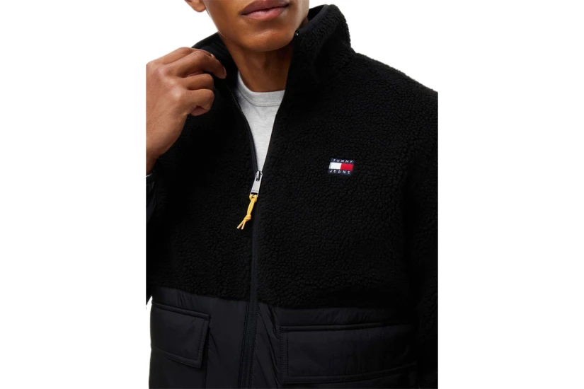 Tommy Jeans Essential Mix Teddy Ανδρικό Μπουφάν Sherpa Μαύρο
