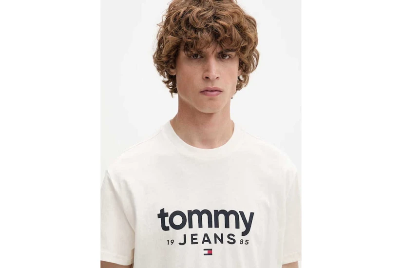 Tommy Jeans Slim Graphic Tee Ανδρικό Κοντομάνικο T-Shirt Εκρού
