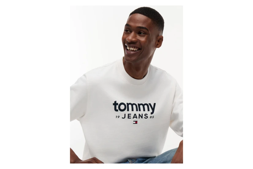 Tommy Jeans Ανδρικό Μακρυμάνικο Φούτερ Εκρού