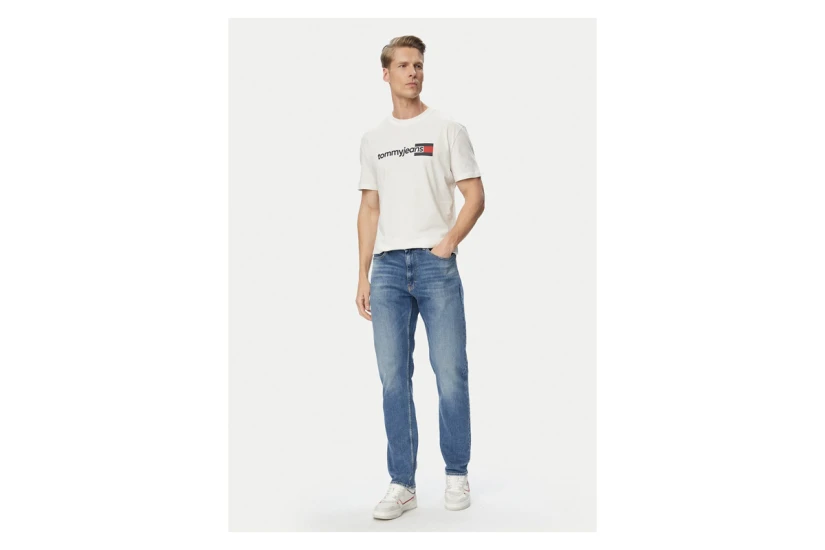 Tommy Jeans Ανδρικό Κοντομάνικο T-Shirt Εκρού