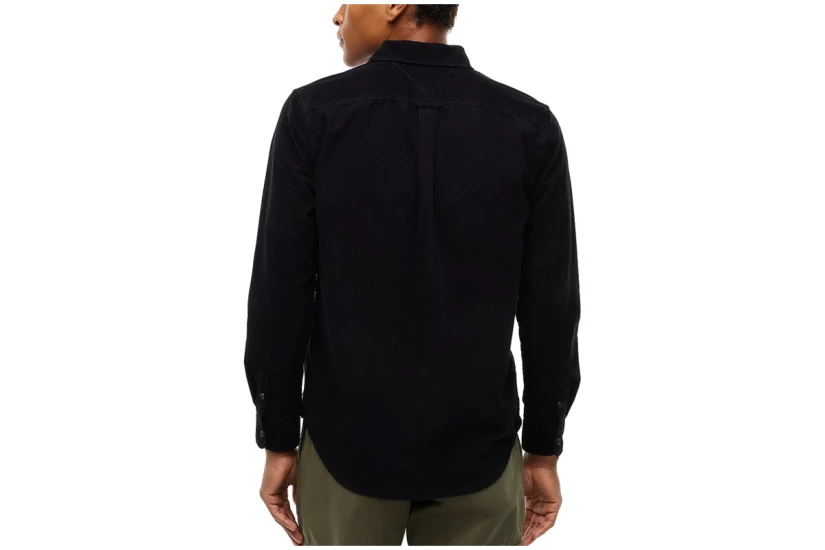 Tommy Jeans Regular Fit Button-Down Corduroy Ανδρικό Μακρυμάνικο Πουκάμισο Μαύρο