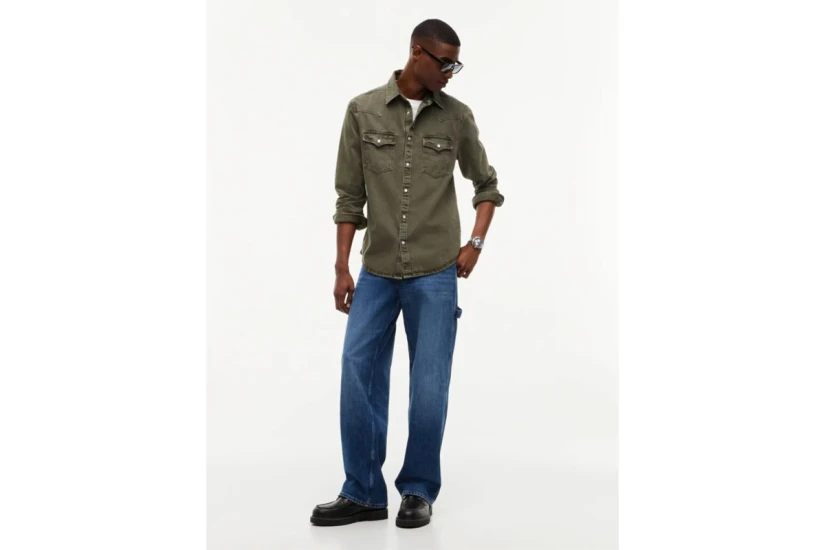 Tommy Jeans Washed Denim Western Τζιν Πουκάμισο Μακρυμάνικο Ανδρικό (DM0DM23518 M04)