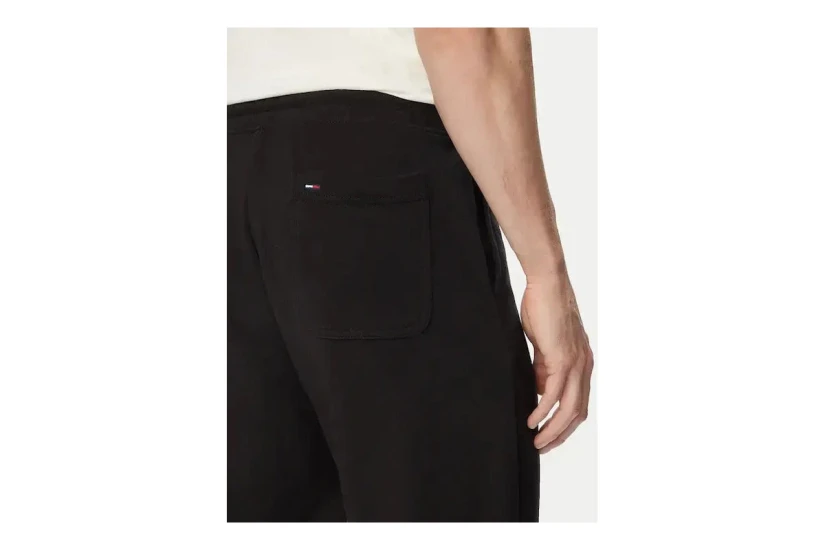 Tommy Jeans Signature Logo Cuffed Ανδρικό Παντελόνι Φόρμας Μαύρο