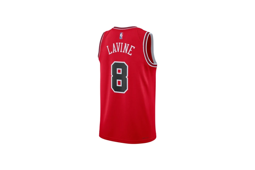 Nike Dri-FIT NBA Zach Lavine Chicago Bulls Icon Edition Ανδρική Μπασκετική Φανέλα Κόκκινη, Μαύρη, Λευκή