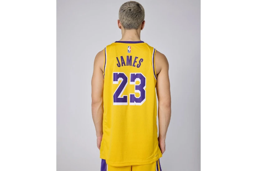 Nike Dri-FIT NBA Lebron James Los Angeles Lakers Icon Edition Ανδρική Μπασκετική Φανέλα Κίτρινη, Μωβ