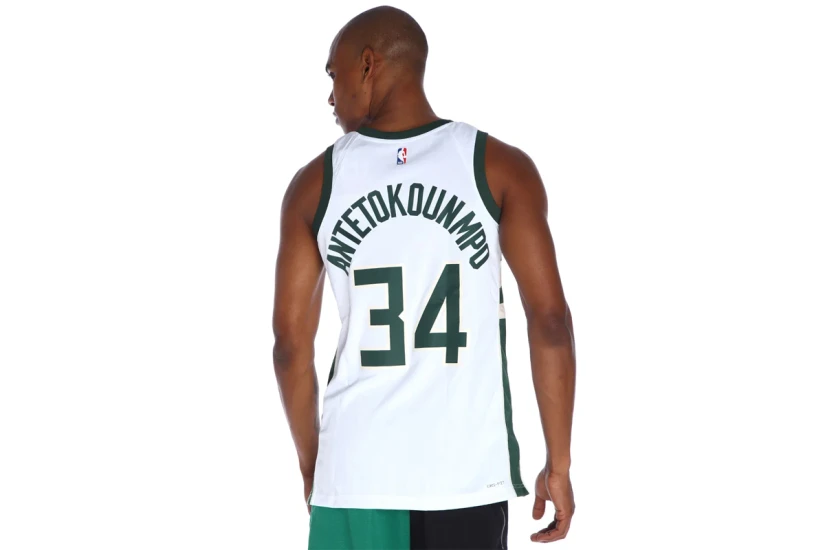 Nike Dri-FIT NBA Giannis Antetokounmpo Milwaukee Bucks Association Edition Ανδρική Μπασκετική Φανέλα Λευκή, Πράσινη