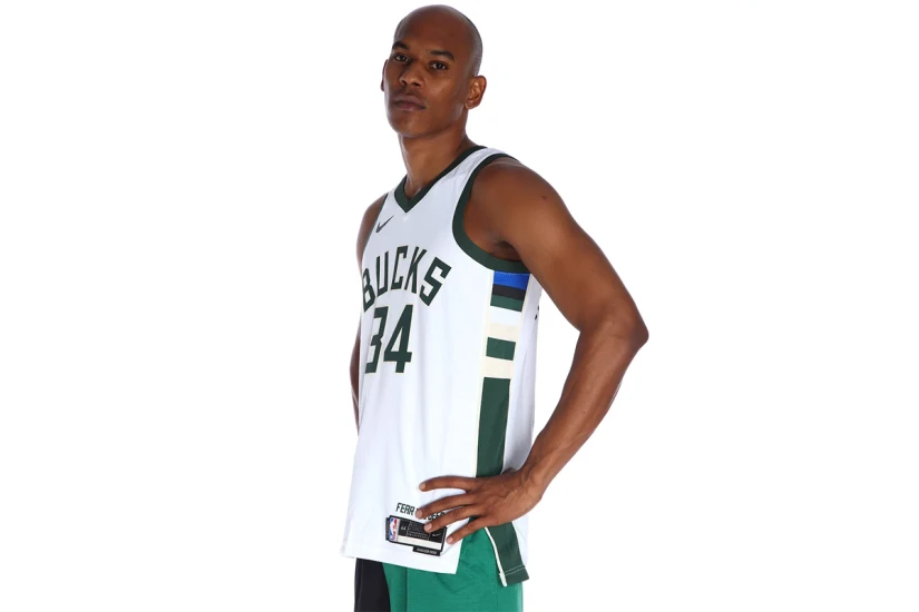 Nike Dri-FIT NBA Giannis Antetokounmpo Milwaukee Bucks Association Edition Ανδρική Μπασκετική Φανέλα Λευκή, Πράσινη