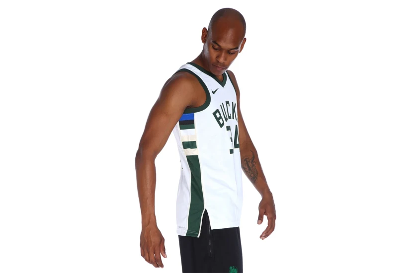 Nike Dri-FIT NBA Giannis Antetokounmpo Milwaukee Bucks Association Edition Ανδρική Μπασκετική Φανέλα Λευκή, Πράσινη