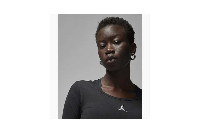 Jordan Flight Γυναικείο Μακρυμάνικο Crop Top με Λαιμόκοψη Μαύρο