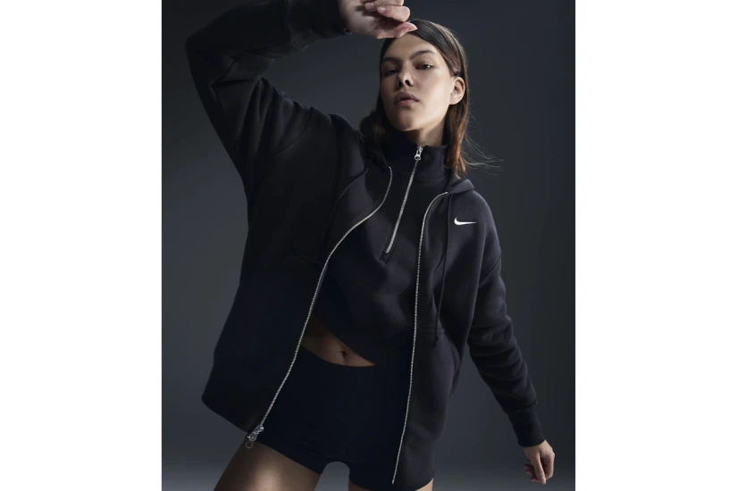 Nike Sportswear Phoenix Fleece Γυναικεία Ζακέτα με Κουκούλα Μαύρη
