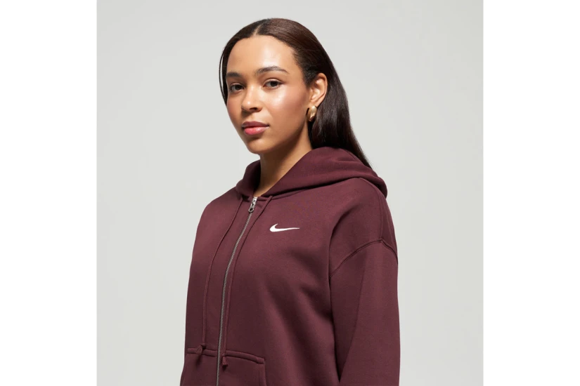 Nike Sportswear Phoenix Fleece Γυναικεία Ζακέτα με Κουκούλα Μπορντό