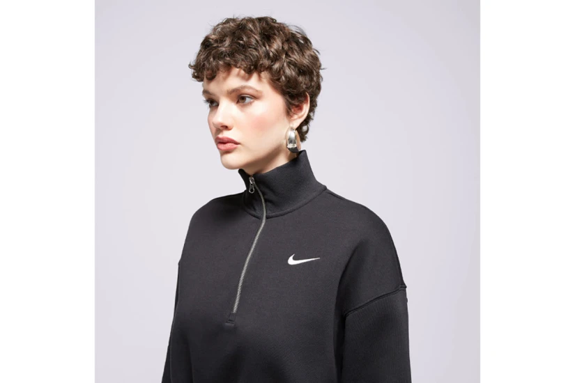 Nike Sportswear Phoenix Fleece Μακρυμάνικη Μπλούζα με Φερμουάρ Μαύρη