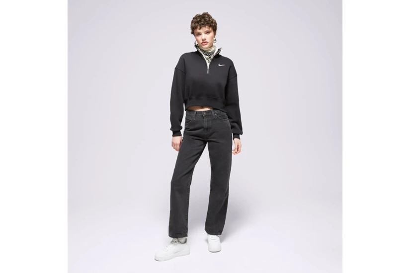 Nike Sportswear Phoenix Fleece Μακρυμάνικη Μπλούζα με Φερμουάρ Μαύρη