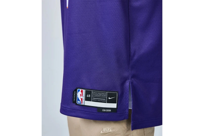 Nike Dri-FIT NBA Devin Booker Phoenix Suns Icon Edition Ανδρική Μπασκετική Φανέλα Μωβ, Πορτοκαλί, Λευκή
