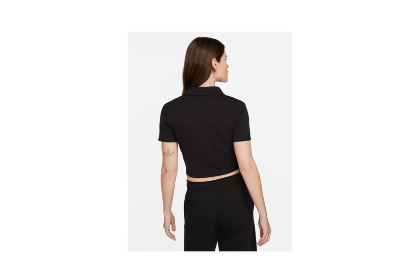 Nike Sportswear Essential Γυναικεία Κοντομάνικη Polo Μπλούζα Μαύρη