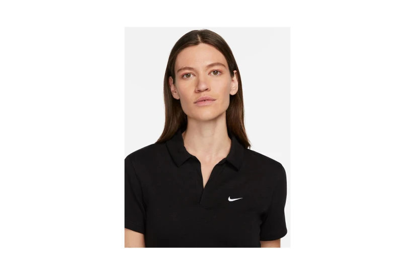 Nike Sportswear Essential Γυναικεία Κοντομάνικη Polo Μπλούζα Μαύρη