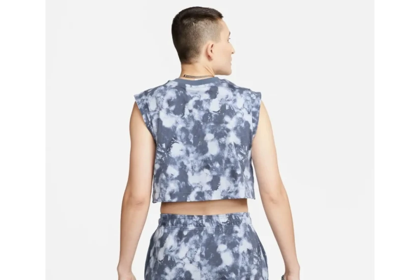 Nike Sportswear Γυναικείο Αμάνικο Crop Top Γκρι, Λευκό