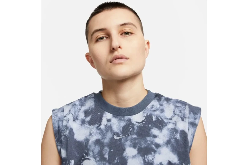 Nike Sportswear Γυναικείο Αμάνικο Crop Top Γκρι, Λευκό