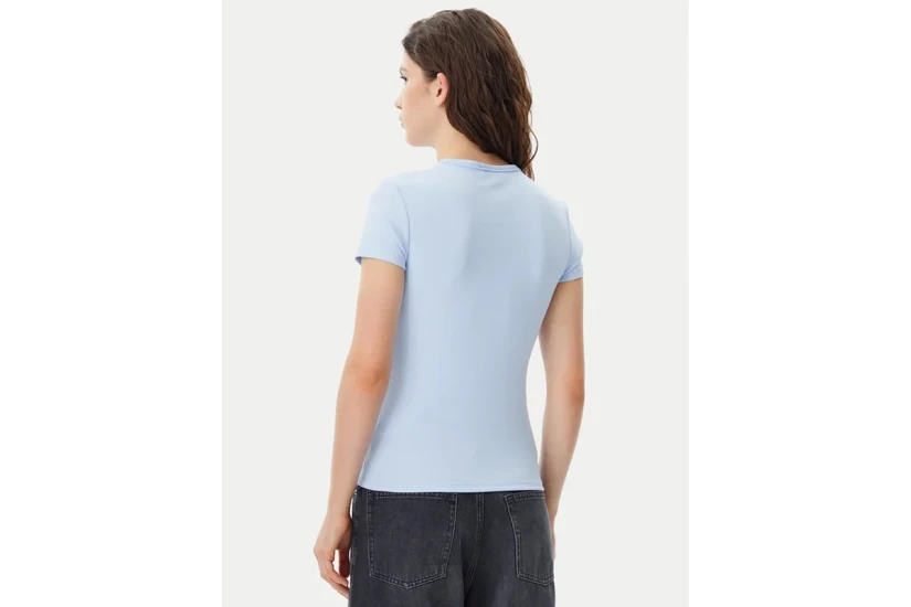 Tommy Jeans Slim Essential Rib Γυναικείο Κοντομάνικο T-Shirt Σιέλ