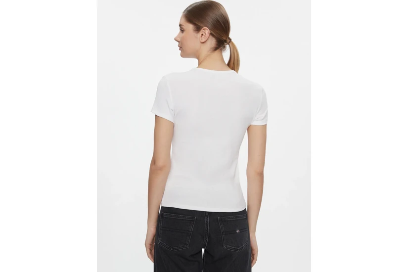 Tommy Jeans Slim Essential Rib Γυναικείο Κοντομάνικο T-Shirt Λευκό