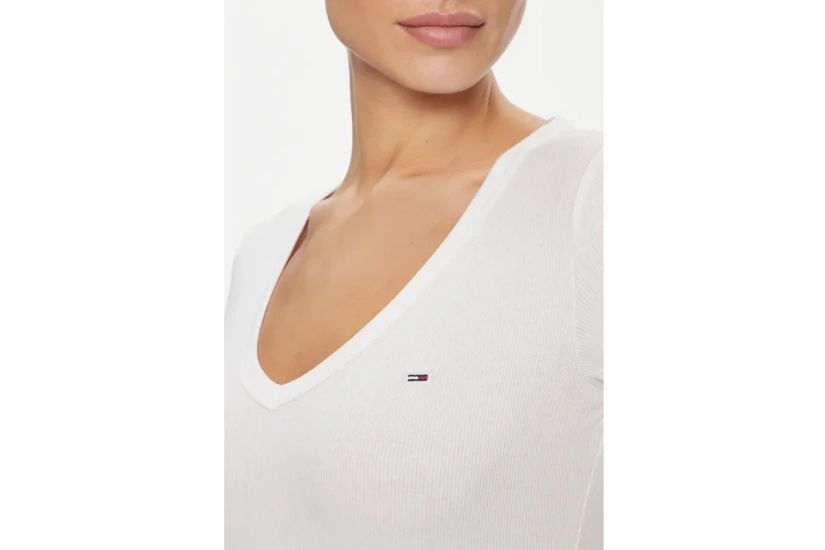 Tommy Jeans Essential Rib Γυναικείο Κοντομάνικο T-Shirt Λευκό