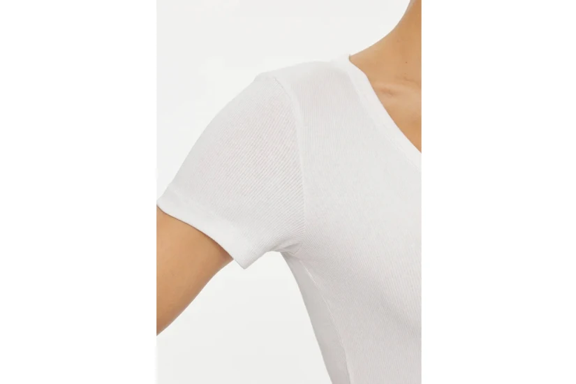 Tommy Jeans Essential Rib Γυναικείο Κοντομάνικο T-Shirt Λευκό