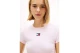 Tommy Jeans Badge Ribbed Slim Fit Γυναικείο Κοντομάνικο T-Shirt Ροζ