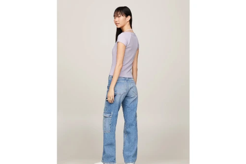 Tommy Jeans Slim Rib Badge Strap Top Κοντομάνικο Γυναικείο (DW0DW17896 W06)