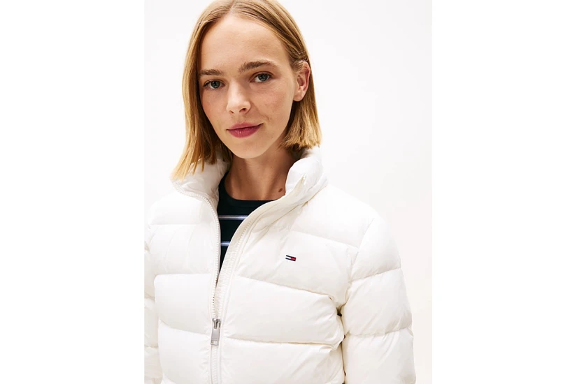Tommy Jeans Shiny Water Repellent Down Γυναικείο Puffer Μπουφάν με Κουκούλα