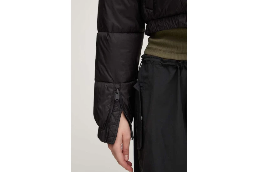 Tommy Jeans Crop Hooted Γυναικείο Μπουφάν Puffer με Κουκούλα Μαύρο