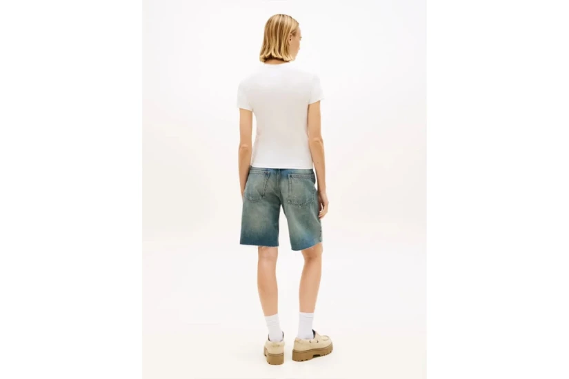 Tommy Jeans Slim Linear Γυναικείο Κοντομάνικο T-Shirt Εκρού
