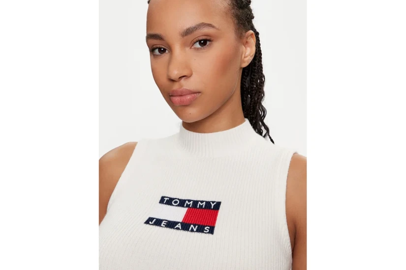 Tommy Jeans Γυναικεία Αμάνικη Μπλούζα Λευκή