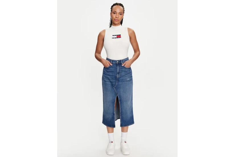 Tommy Jeans Γυναικεία Αμάνικη Μπλούζα Λευκή