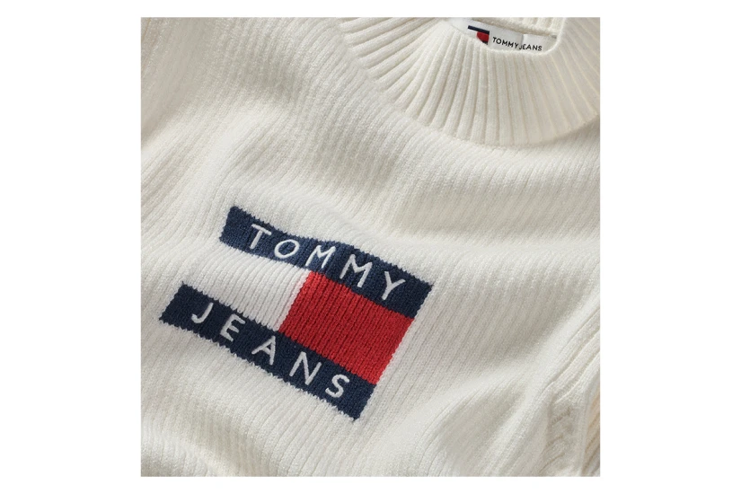 Tommy Jeans Center Flag Sweater Γυναικείο Αμάνικο Φόρεμα Mini